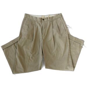 Brooks Brothers Tan Pleated Front Mens Dress Pants, Size 34, 34x28 Khaki Chinos